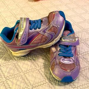 Girls Tsukihoshi purple glitter sneakers size 8.5 little kids. Sparkly!!